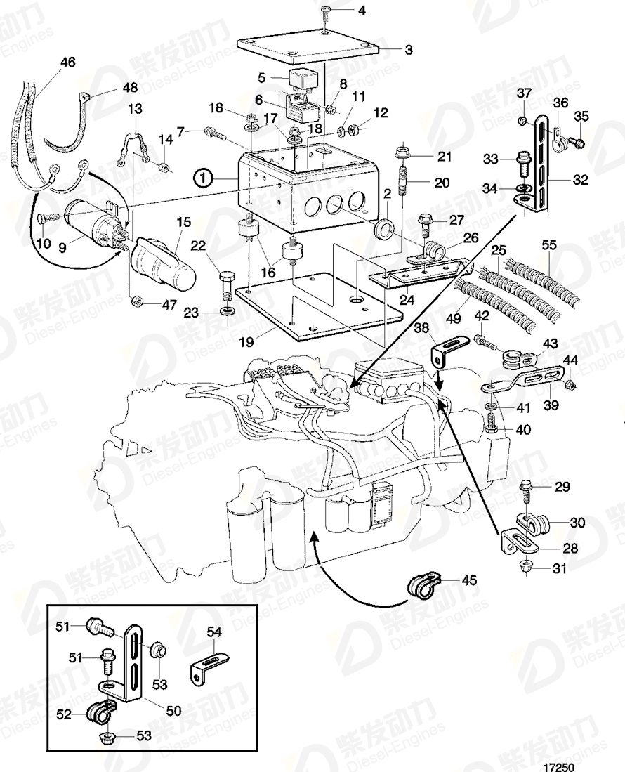 VOLVO Cable harness, external sender 873829 Drawing